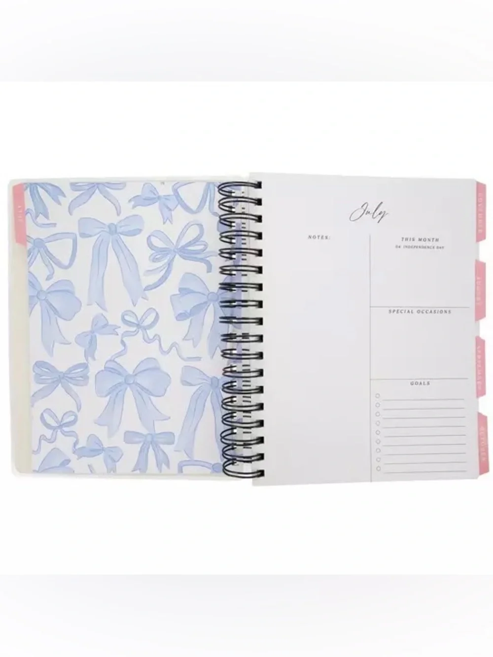 2026 - 2027 Romantic Bows Spiral Planner - 18 Months